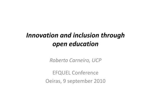 Innovation and inclusion through open education