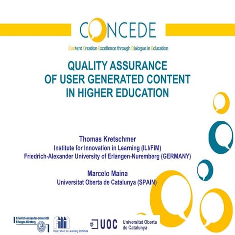 CONCEDE - Parallel Session on User Generated Content