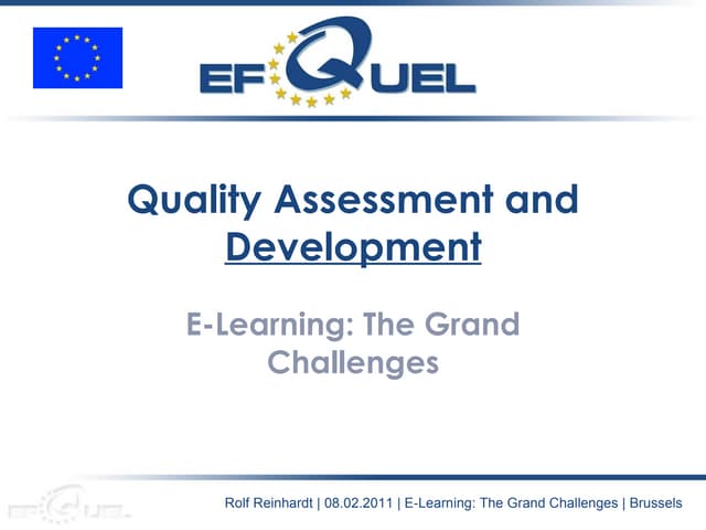 E-Learning Challenges | Workshop on Quality Development | Rolf Reinhardt