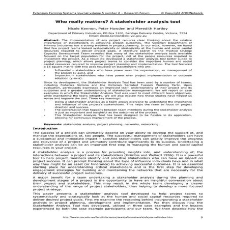 Stakeholder analysis tool | PDF