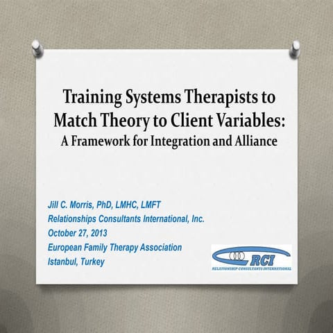 Training Systems Therapists to Match Theory to Client Variables: A Framewor...