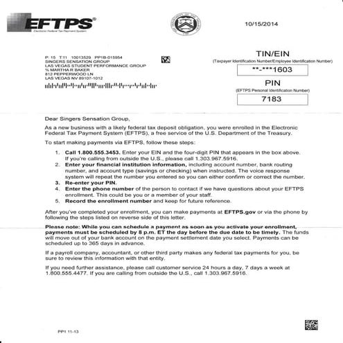 SSG-MUSIC Eftps  singers sensatin group irs payment