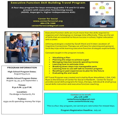 Executive Function Travel Program August 2016 at Center for Social