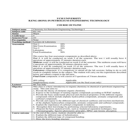 Chemistry Course Outline