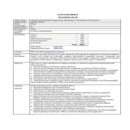 Chemistry Course Outline