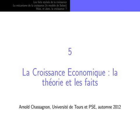 Théories et faits de la croissance économique | PDF