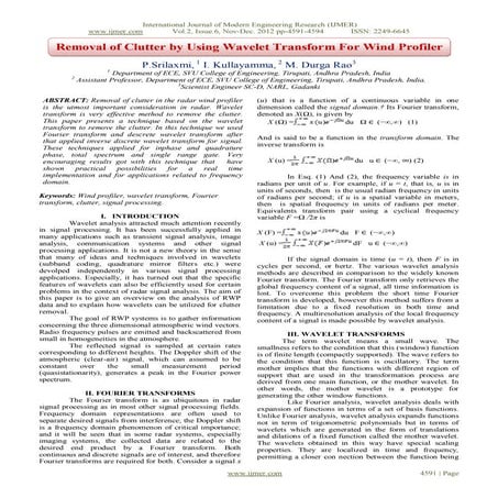 Removal of Clutter by Using Wavelet Transform For Wind Profiler