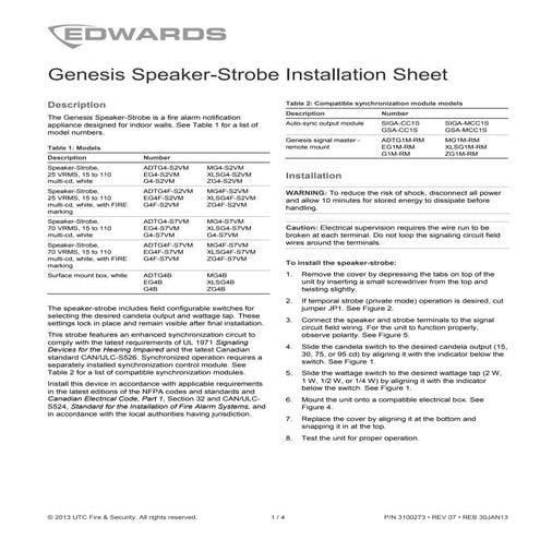 Edwards Signaling EG4RFS7VM Installation Manual | PDF