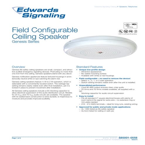 Edwards Signaling EGCF-S7 Data Sheet