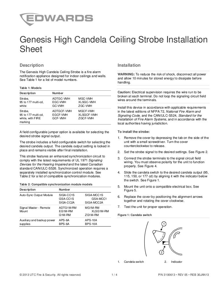 Edwards Signaling Egcfvmh Installation Manual