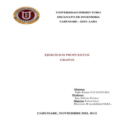 Ejercicios de Grafos y Digrafos.