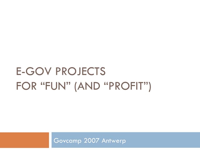 Egov Projects For Fun Profit 