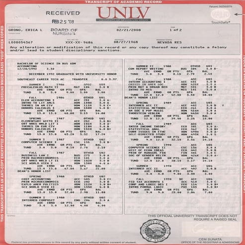 UNLV Transcript - page 2 of 2