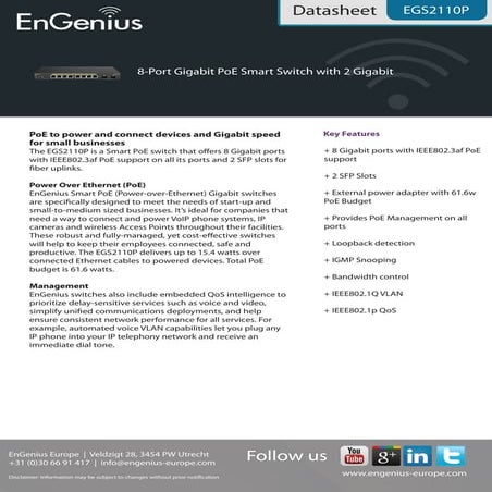 Datasheet EnGenius EGS2110P | PDF