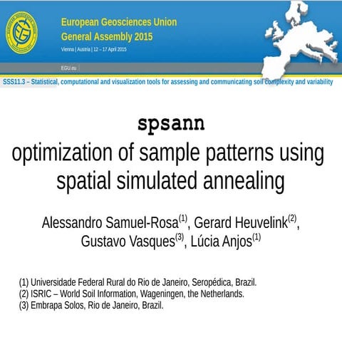 spsann - optimization of sample patterns using  spatial simulated annealing