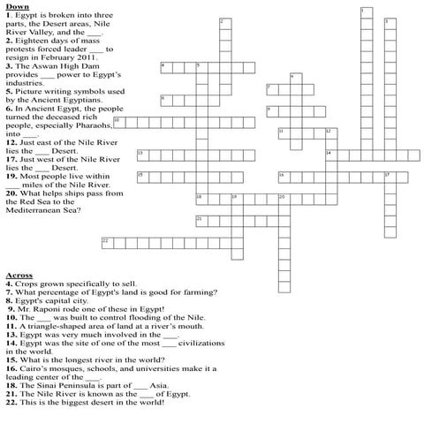 Egypt hw crossword