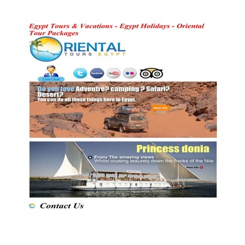 Egypt tours & vacations   egypt holidays -  oriental tour packages