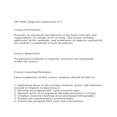 EH 1020, English Composition II 1 Course Description  .docx