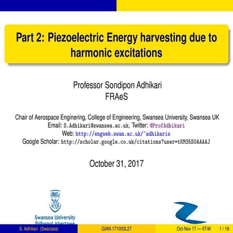 Eh2   piezoelectric energy harvesting due to harmonic excitations