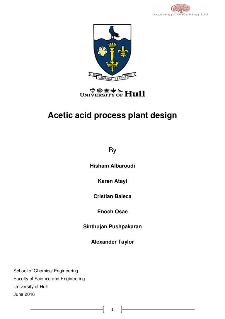 Acetic Acid Process Plant Design -