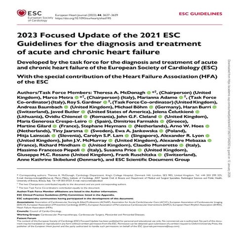 2023 ESC Guidelines Update on Acute and Chronic Heart Failure Diagnosis ...