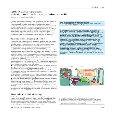 E health and the future, promise or peril