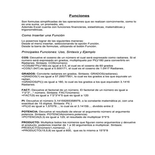Funciones de Excel