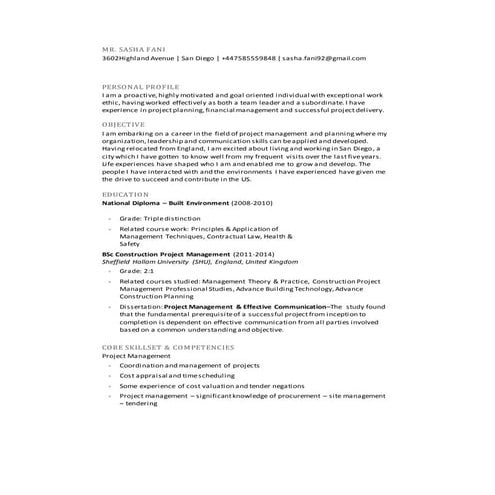 Resume for recent college graduate