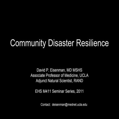 Community Resilience for the Environmental Health officer