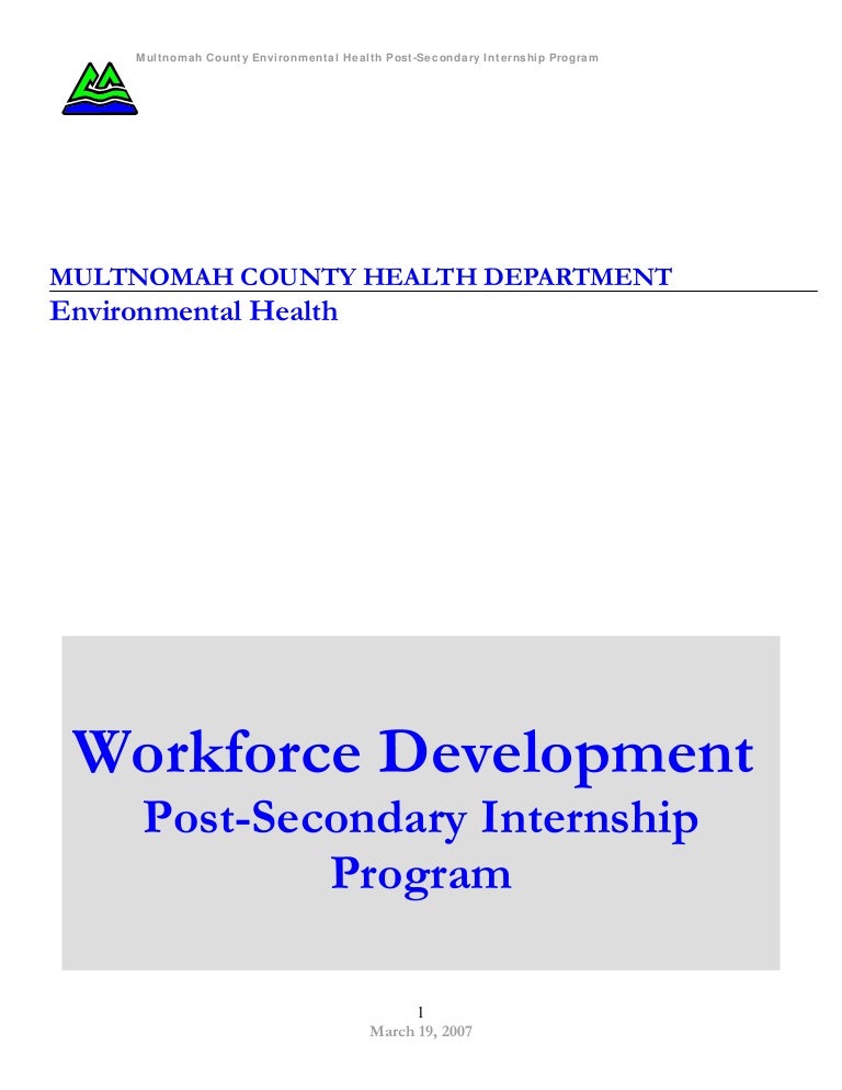 Environmental Health Workforce Development Post Secondary Internship