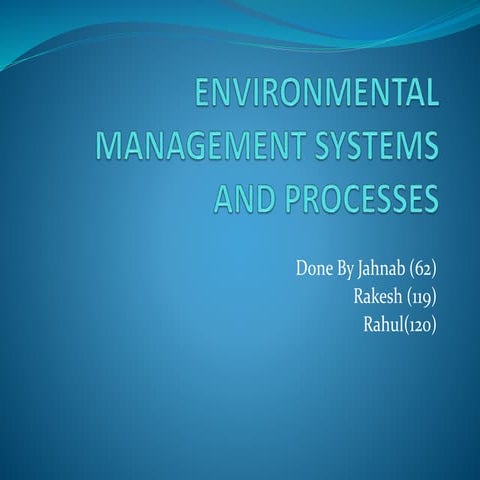 Environmental management  sytems and processes