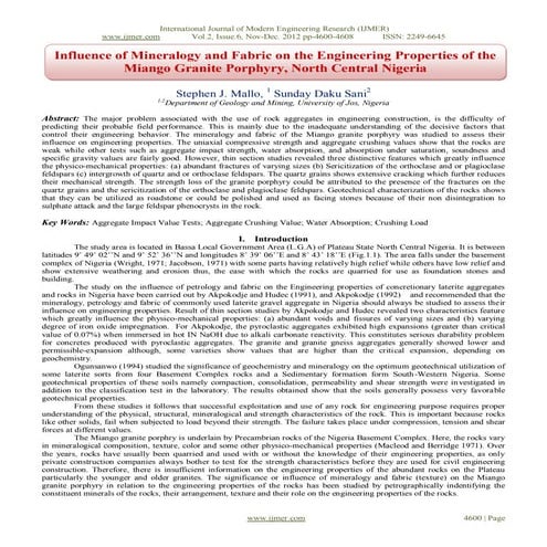 Influence of Mineralogy and Fabric on the Engineering Properties of the Miang...