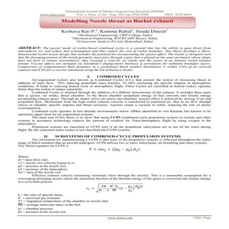 Modelling Nozzle throat as Rocket exhaust