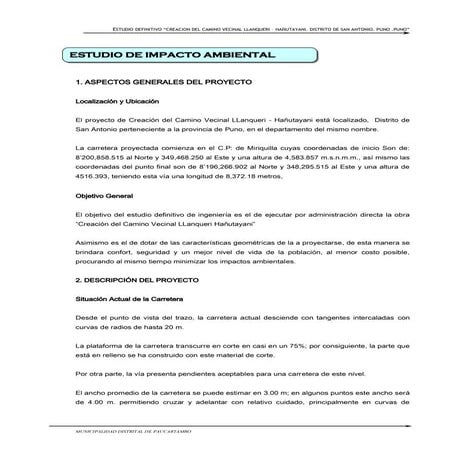 Estudio de Impacto Ambiental en Carreteras PDF