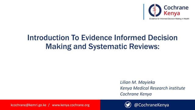 Introduction to EIDM and Systematic Reviews
