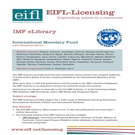 Informācija par IMF eLibrary datu bāzi