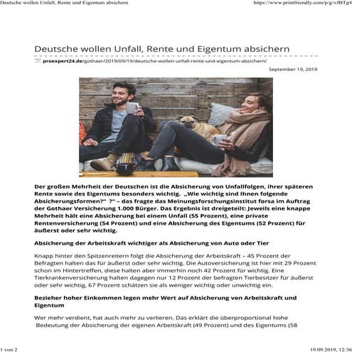 Deutsche wollen Unfall, Rente und Eigentum absichern