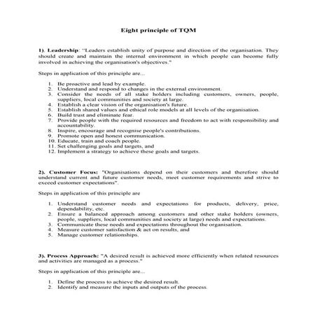 Eight principle of tqm