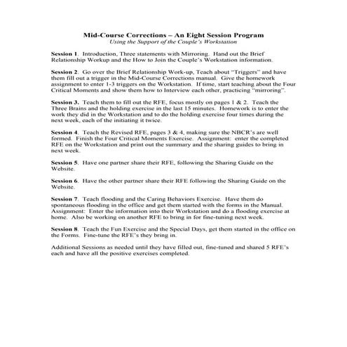 Eight Session Outline