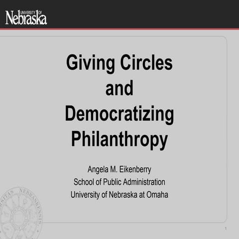 Giving Circles and Democratizing Philanthropy
