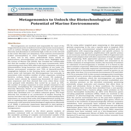 Crimson Publishers-Metagenomics to Unlock the Biotechnological Potential of M...