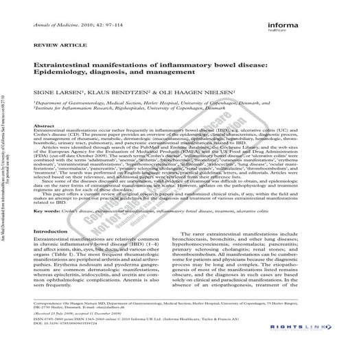 Eimibd - Extraintestinal manifestations of inflammatory bowel desease ...