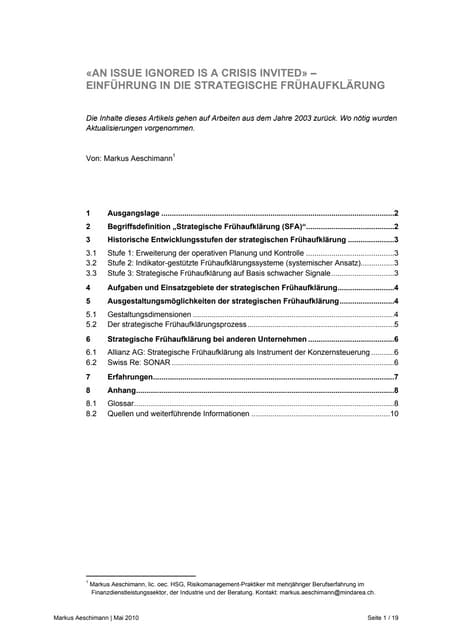 Einführung in die strategische Früh...