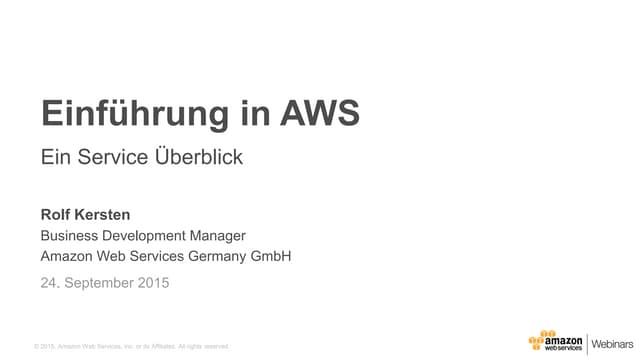 Einführung in AWS - Übersicht über die wichtigsten Services 