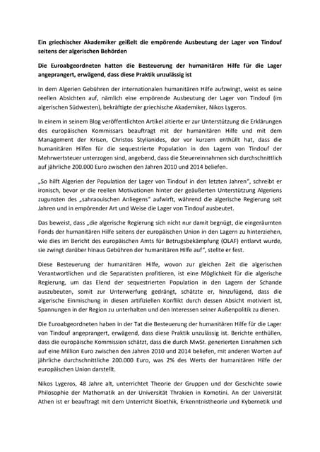Ein griechischer akademiker geißelt die empörende ausbeutung der lager von ti...