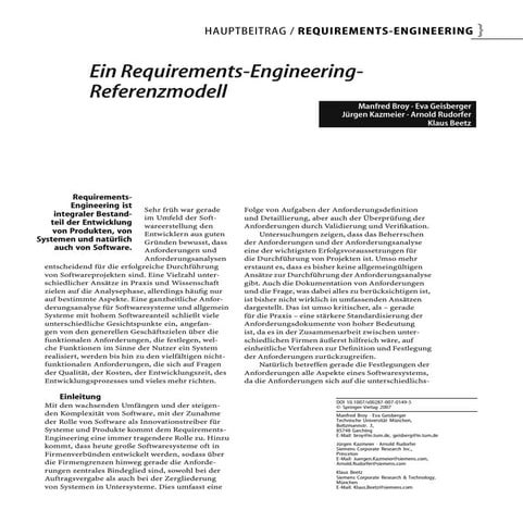 Ein Requirements Engineering Referenzmodell