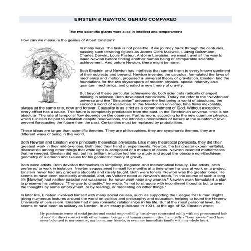 Einstein and newton compared(1)