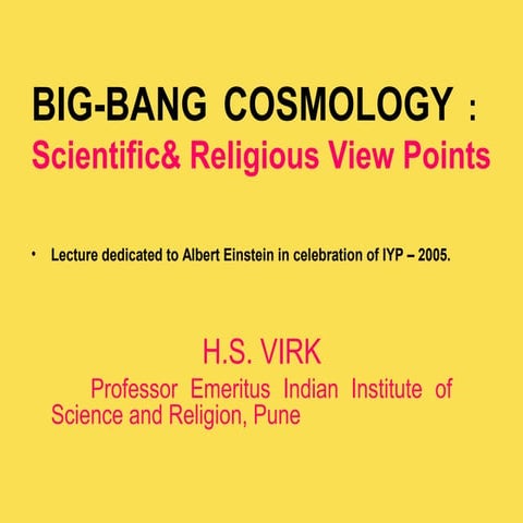 Einstein lecture on big bang cosmology