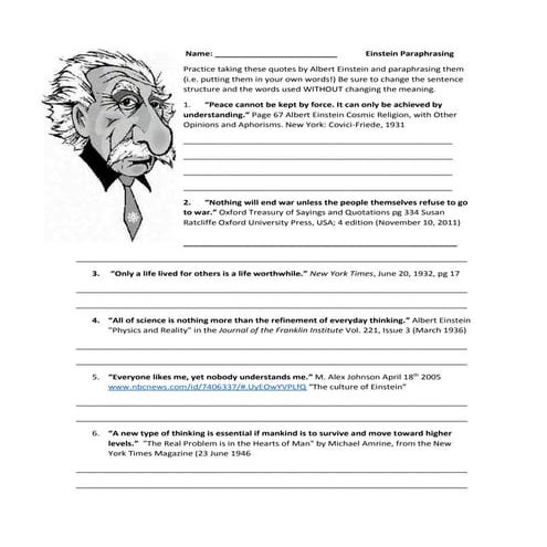 Einstein paraphrasing