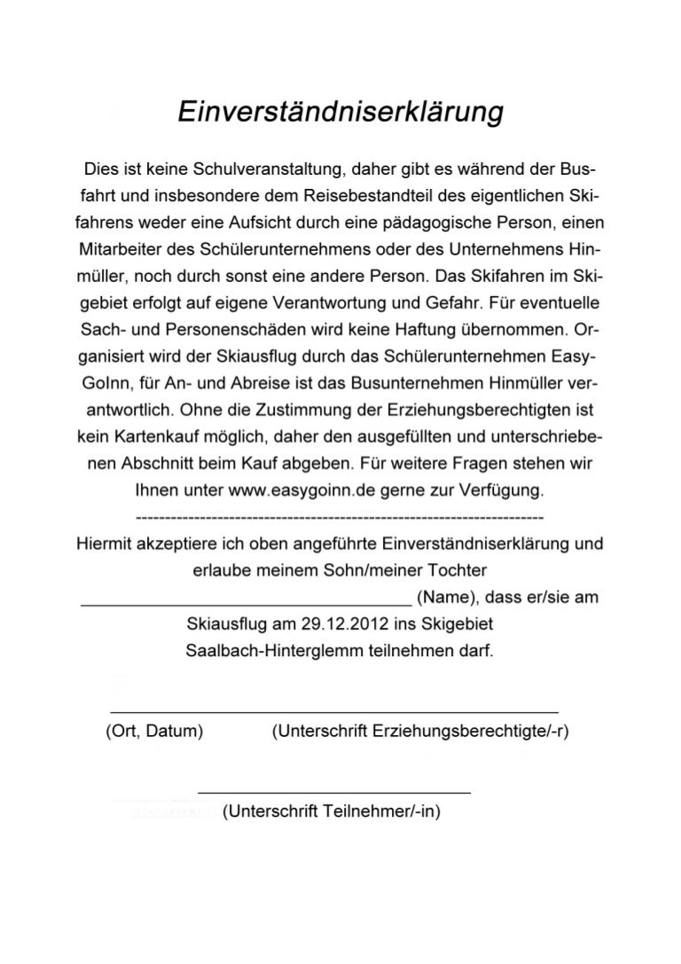 Einverständniserklärung